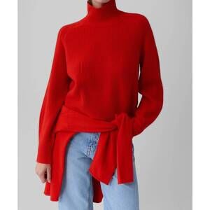 NEW GUEST IN RESIDENCE cropped rib turtleneck sweater in chili